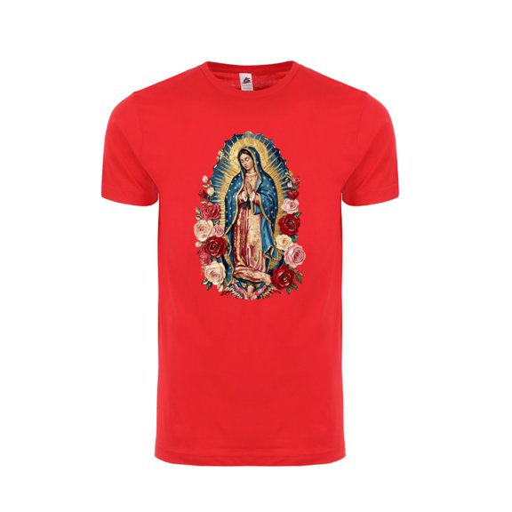 Virgen de Guadalupe T-Shirt – Our Lady of Guadalupe Mexican Catholic Faith Graphic Unisex Shirt - Red - 2XL