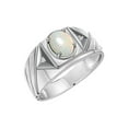 thumbnail image 5 of RYLOS Men's Rings 14K White Gold Ring Classic Designer Style 8X6MM Oval Gemstone & Diamond Ring Opal October Birthstone Rings For Men Size 11, 5 of 6