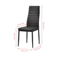thumbnail image 6 of Set of 3 Dining Table Chair Set Round Glass Dining Table, Coffee Desk with 4 Beech Wood Legs 2 PU Leather Ergonomic Backrest Design Horizontal Line Kitchen Dining Room Black, 6 of 8