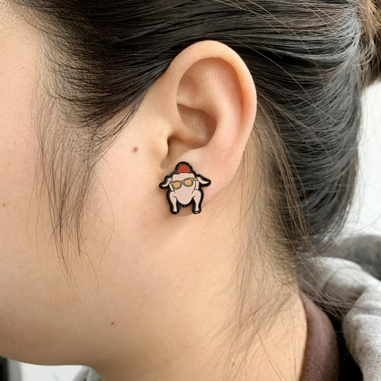 Sorrowso Cartoon Earrings 1Pair Thanksgiving Pumpkin Turkey