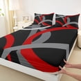 thumbnail image 3 of Homewish Modern Geometric Stripe Twin Sheet Sets.Abstract Waves Lines Twin Fitted Sheet,Black Red Gray Flat Sheet For Boys Kids,Microfiber Bedroom Decor,3-Piece, 3 of 7