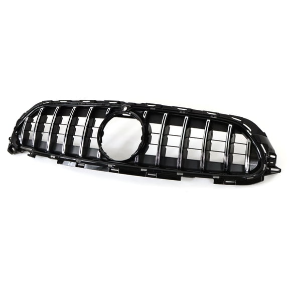 Ikon Motorsports Front Grille Compatible With 2021-2023 Mercedes Benz W213 E-Class AMG & Avantgrade Model GT Style Chrome Gloss Black Front Bumper Hood Grill