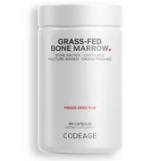 Codeage Grass-Fed Bone Marrow, Bovine Whole Bone Extract, Freeze Dried, Non-Defatted, Desiccated, 180 ct