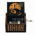 thumbnail image 2 of Halloween Eve Wooden Music Box Hand Crank Nightmare Before Christmas Antique Engraved Musical Box Case, 2 of 10