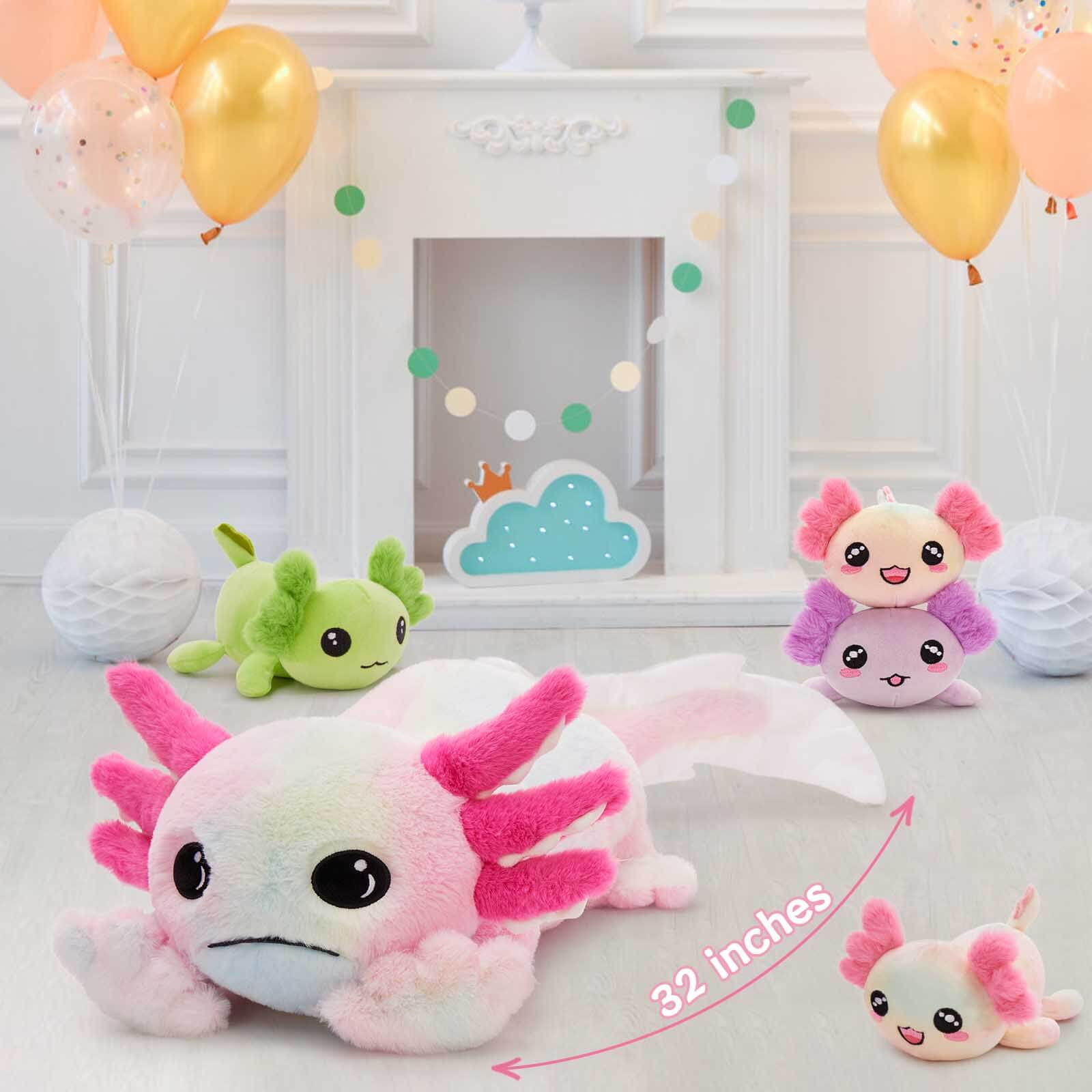 MaoGoLan 31.89" Giant Glow in the Dark Axolotl Stuffed Animals with 4 Babies Inside Large Axolotl Plush Toy