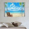 thumbnail image 3 of PRATYUS  Beach Tapestry Palm Trees In Ocean Heaven Sunbeds Balcony White Wooden Windows Summer Tropical, Wall Hanging For Bedroom Living Room Dorm 60x40 Inch 60x40in, 3 of 7