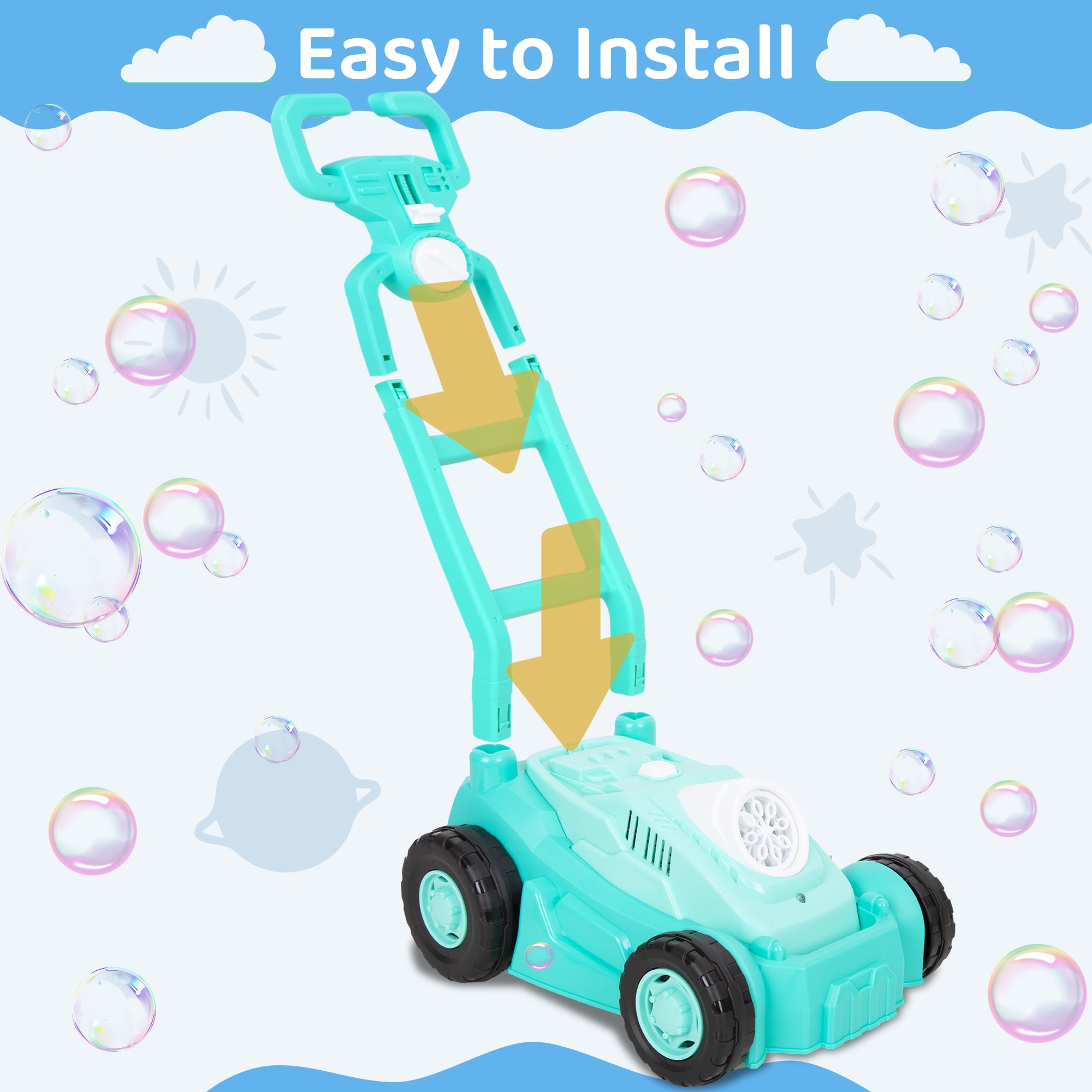Airhive Kids Bubble Blowing Lawn Mower Push Bubble Machine Toy for Children Green Walmart