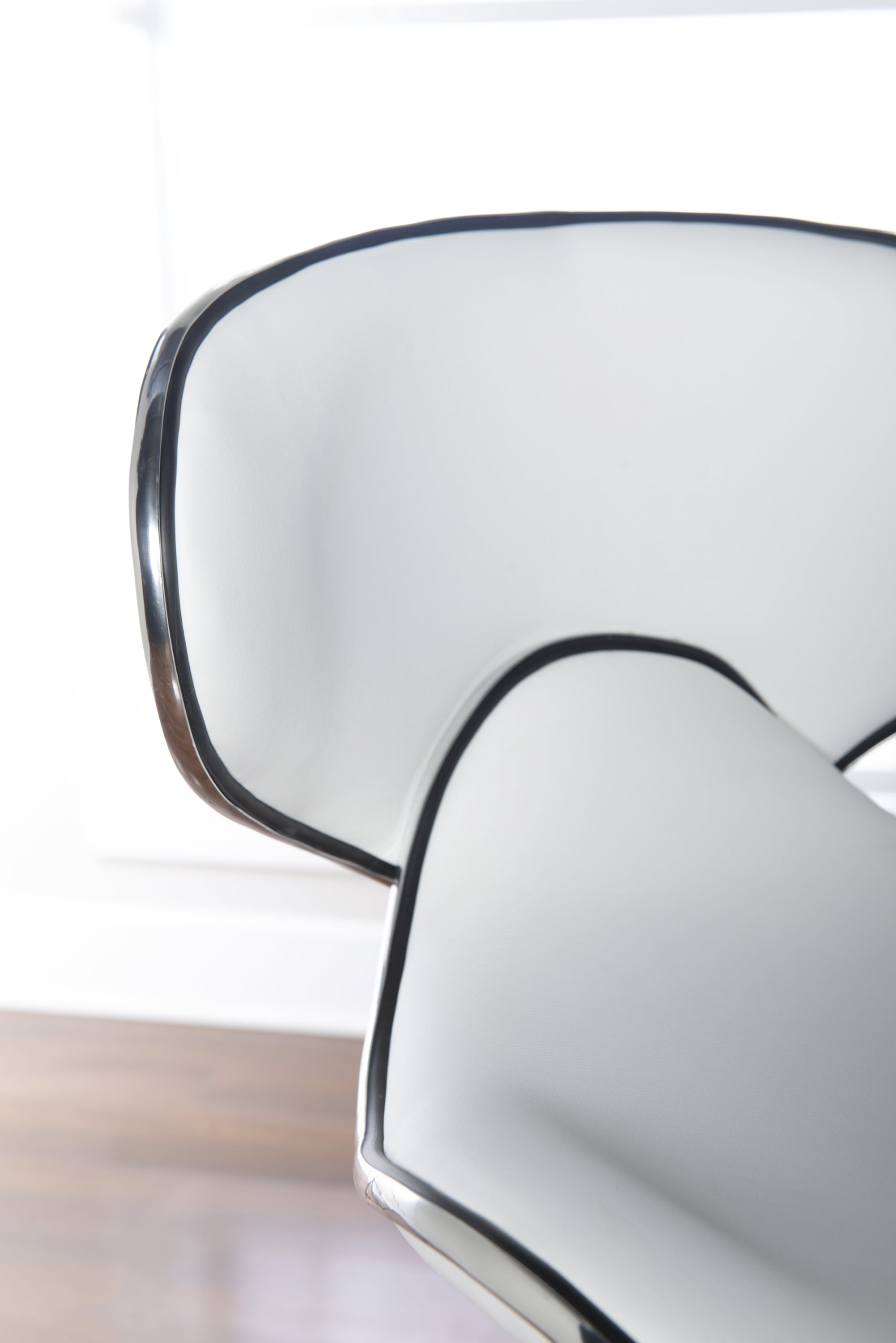 Linon Beldon 24" Low Back Indoor Metal Pedestal Bar Stool with Adjustable Height and Swivel, Chrome/White Faux Leather