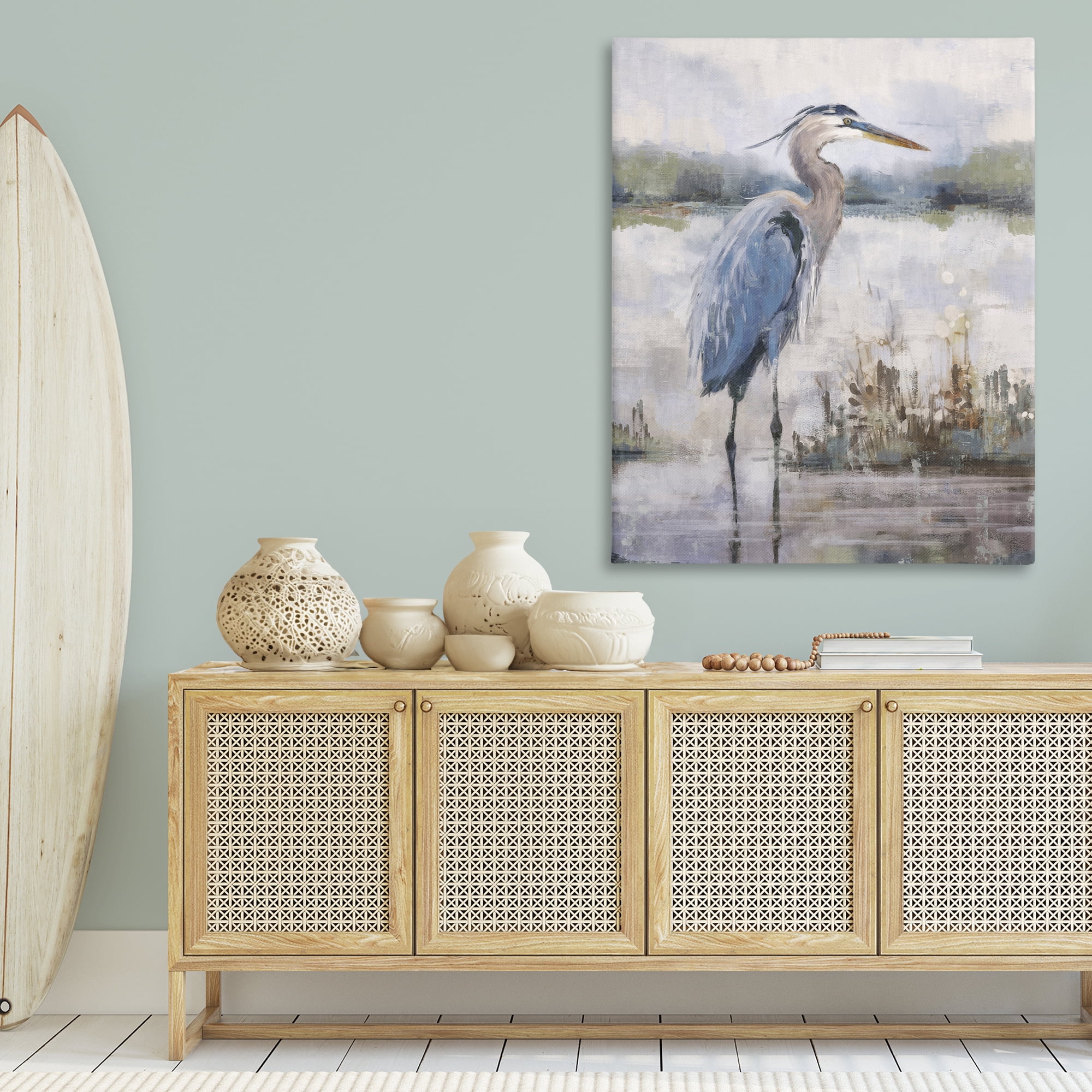 Stupell Industries Coastal Sea Heron Landscape & Nature Painting Wrapped Canvas Art Print Wall Art, 36 x 48