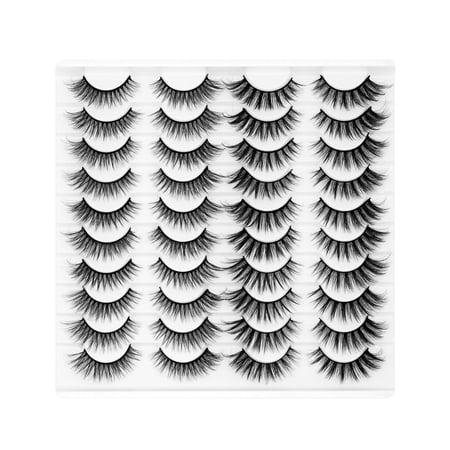 Eyelashes Lashes False Eyelashes Pestañas Lashes Wispy False Lashes Pestañas Postizas Naturales Strip Lashes Eyelash Natural Eyelashes Eyelash Extension 20 Pairs Cat Eye Lashes (Black)