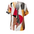 thumbnail image 1 of Gibobby Playera Manga Corta para Mujer Camiseta con estampado geométrico manga corta con cuello en V para mujer a la moda verano(Rojo,M), 1 of 5