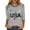 Gray, variant on longantii Womens 3/4 Sleeve Tops 250 Anniversary Usa Crew Neck T-Shirts Modern Fit American Flag Tops Fourth Of July Cloth Black M