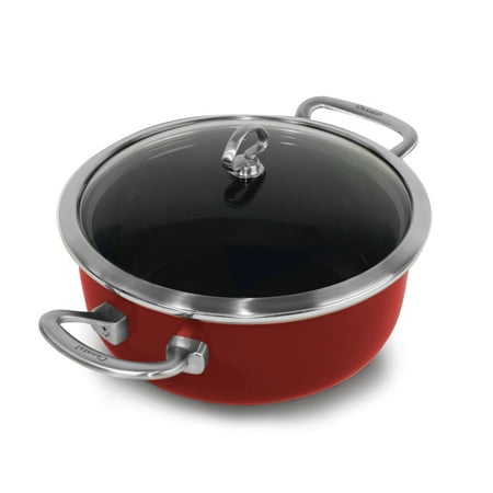 Chantal Enamel Pot - Chantal Red Enamel-on-Steel Soup Pot with Lid 4 Quart