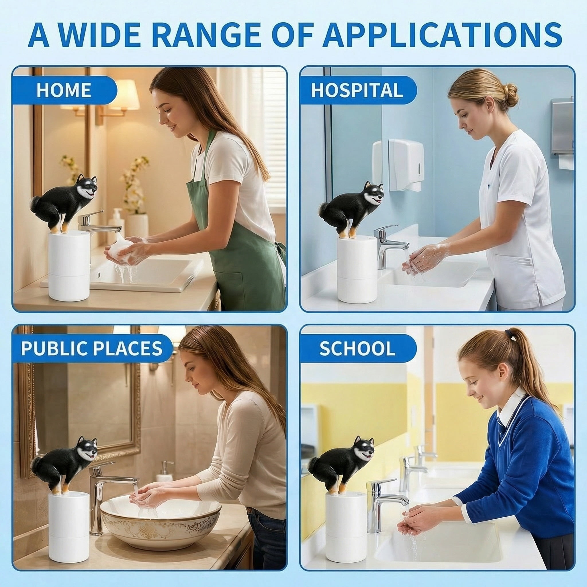 Stxxno White Fun Animal Series Shiba Inu Pigeon Soap & Lotion Dispensers