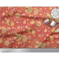 thumbnail image 3 of Soimoi Orange Poly Georgette Fabric Mandala & Paisley Printed Craft Fabric by the Yard 42 Inch Wide, 3 of 3