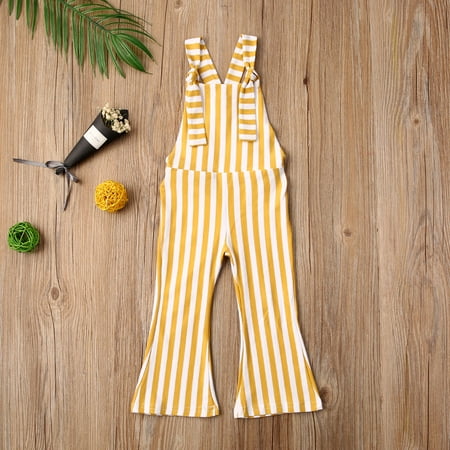 

Sunisery Toddler Kids Baby Girl Stripes Bell-Bottom Jumpsuit Romper Overalls Pants Outfits