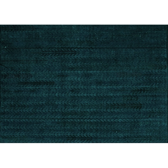 Ahgly Company Indoor Rectangle Abstract Turquoise Blue Modern Area Rugs, 2' x 4'