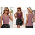 thumbnail image 6 of ANRABESS Women's Textured V Neck Tank Top Summer Work Office Blouses Sleeveless Loose Dressy Tunic Shirts Business Casual Outfits Lake Blue M, 6 of 10