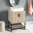 thumbnail image 4 of Eclife 24" Farmhouse Bathroom Vanity with Rustic Oak Wood Top,White Ceramic Sink, Water Save Faucet,Solid Brass Pop Up Drain, 4 of 8