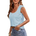 thumbnail image 4 of Sherrylily Women Cap Sleeve Scoop Neck Tank Tops Casual Solid Basic Tee Shirts, 4 of 5