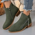 thumbnail image 2 of Gyexs Ankle Boots for Women Dressy Ankle Cowboy Boots Low Heel Western Cowboy Boots Zipper Casual Short Ankle Booties Army Green Size 9, 2 of 9