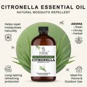 TRATAK ORGANICS Citronella Essential Oil – Huge 118 ML – 100% Pure and Natural – Premium Grade Essential Oil for Diffuser and Aromatherapy, Skin, Massage, Candle and Soap Making Fragrance