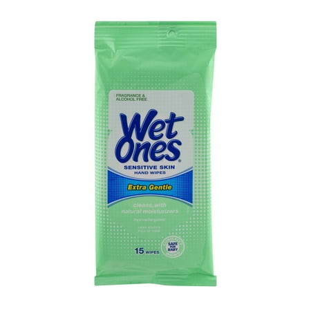 Wet Ones: Sensitive Skin Extra Gentle Wipes Hand and Face, 15 Ct