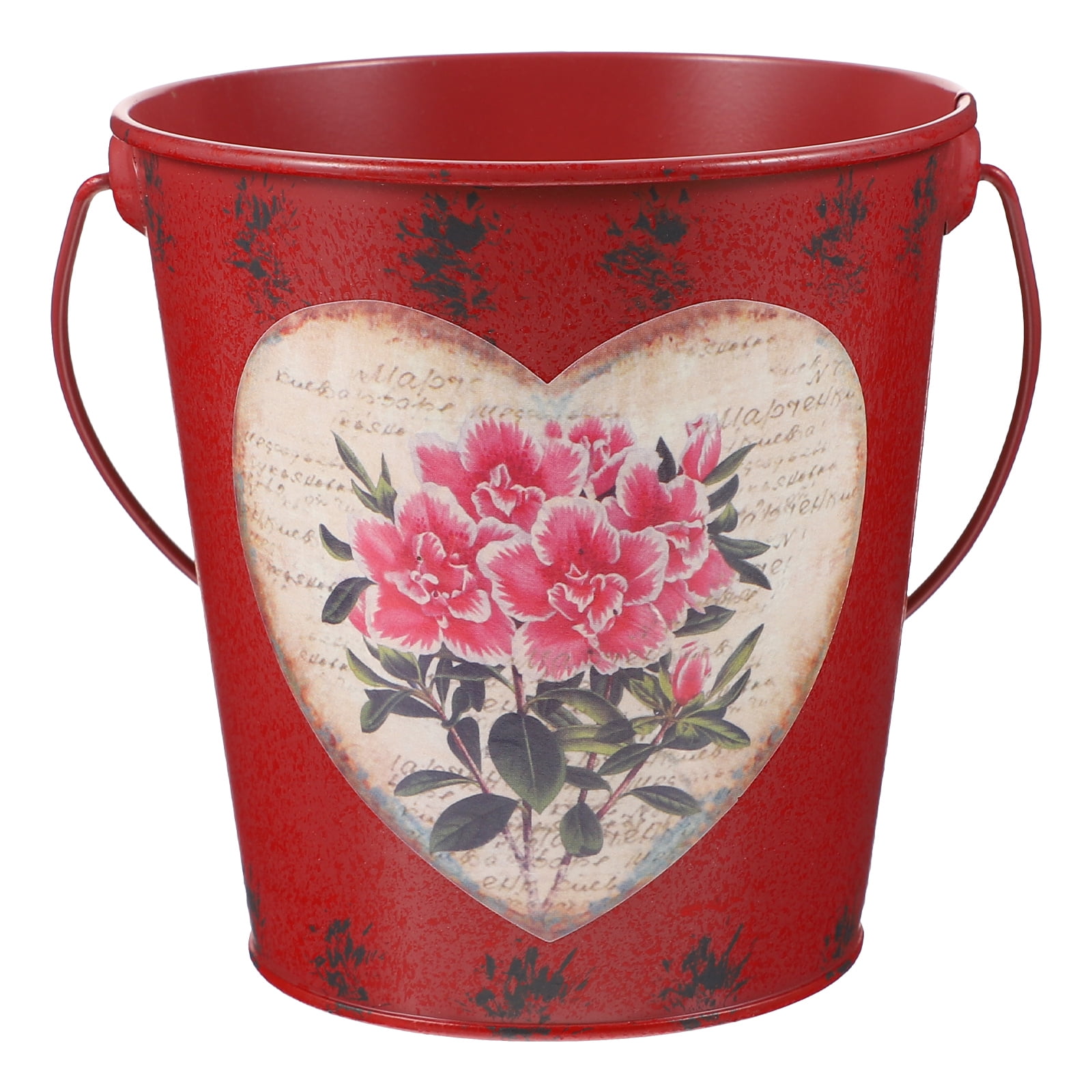 Etereauty Metal Flower Bucket Vase Farmhouse Pot Vintage Planter French