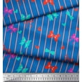 thumbnail image 3 of Soimoi Blue Heavy Canvas Fabric Bow & Stripe Decor Fabric Printed Yard 58 Inch Wide, 3 of 3