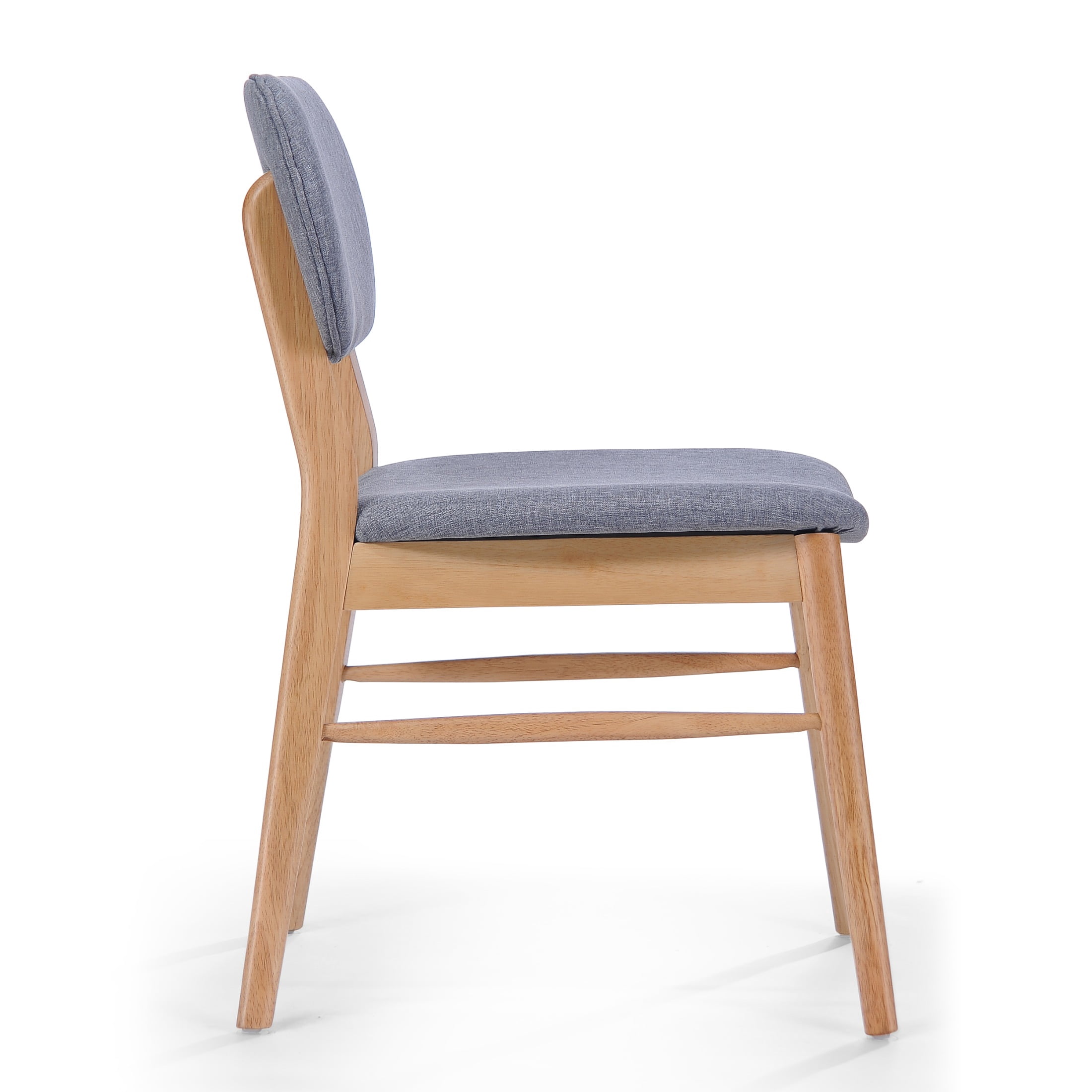 Dining Chairs Set of 2, Rubberwood Chairs with Upholstered Seat for Living Room, Dining Room, Natural + Gray