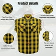 thumbnail image 4 of Dream Apparel Men's Sleeveless Flannel Shirt Black & Yellow Sleek Design Cotton Shirt Frayed Sleeves, 4 of 7