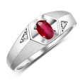 thumbnail image 4 of Rylos  Sterling Silver Classic 6X4MM Oval Ruby & Diamond Ring - Birthstone Jewelry for Men -Size 12, 4 of 8