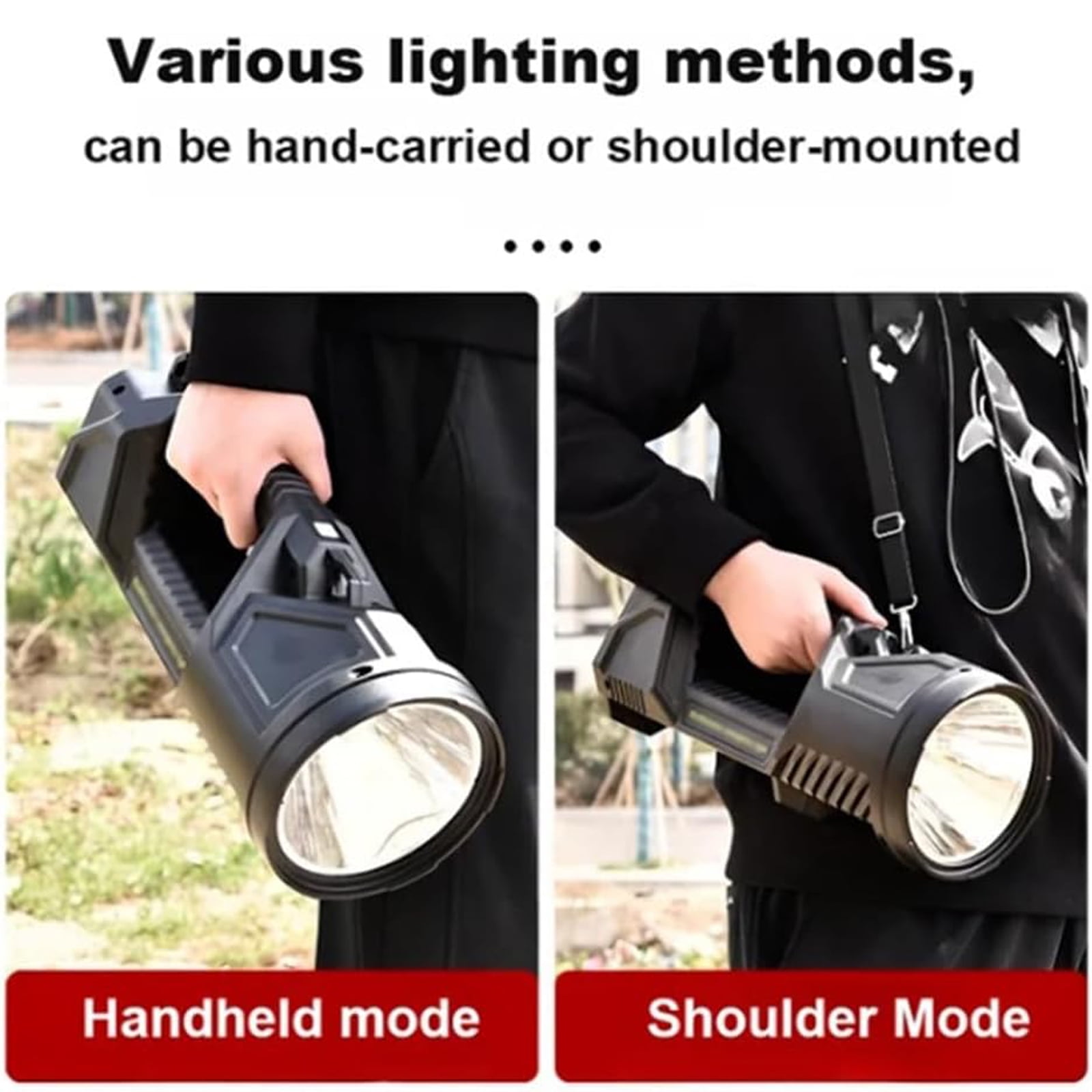 New German 1000000 lumens Waterproof Spot Lights Handheld Large searchlight, Asaruley Light, Spot Lights Outdoor Handheld, Rechargeable Solar Tactical Flashlight (S)