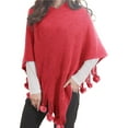 thumbnail image 2 of IDALL Shawl Wraps for Women Scarf for Women Autumn And Winter Cape Cape Fringe Horn Buckle Solid Color Irregular Double Fringe Cape Cape Warm And Thick Pashmina Wraps Ponchos for Women Red One Size, 2 of 7