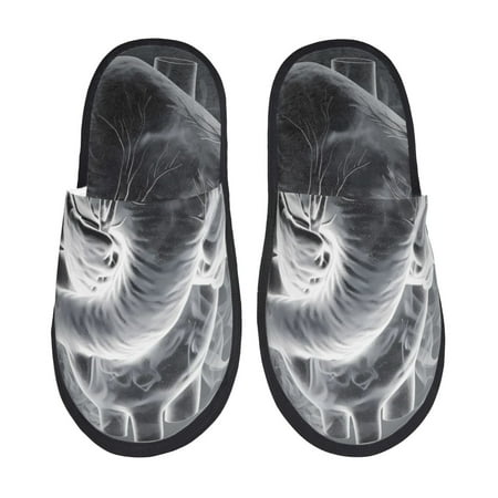 Balery Heart Illustration Slient Indoor Furry Fleece Comfort House Shoes Soft Non-Slip Home Shoes Cotton slippers House Slippers-- Large