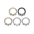 thumbnail image 6 of 3 Bezel Set Crystals on Surgical Steel Hinged Segment Hoop Rings, 6 of 12