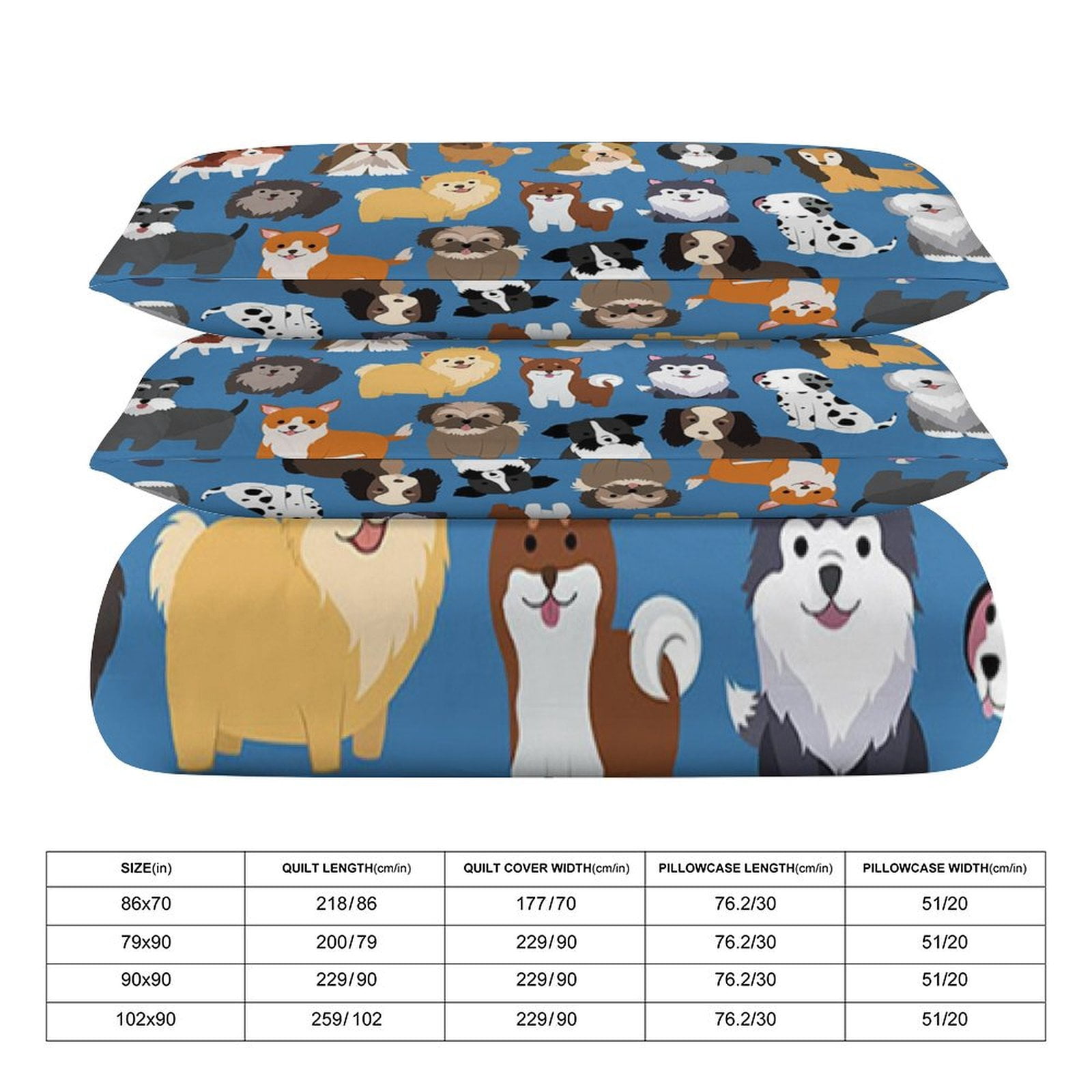 3 Pcs Soft Bedding Set, Includes 1 Duvet Cover with Zipper And 2 Pillow Shams,Animal Dog Cute Paw Print Twin(86"x70")