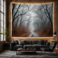 thumbnail image 6 of Misty Autumn Forest Pathway with Fallen Leaves Moody Boho for Nature Lovers, Forest Wall Art Decor, Thanksgiving Gift Tapestry Wall Hanging for Bedroom and Living Room, 6 of 7