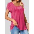 thumbnail image 3 of Eytino Womens Top Petal Short Sleeve Tunic Tops Pleated Square Neck Blouses Dressy Casual Loose Shirts, 3 of 4