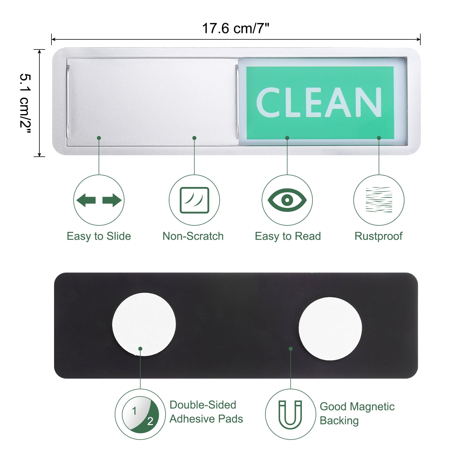 Unique Bargains Dishwasher Magnet Clean Dirty Sign Red/Green White Edge Silver