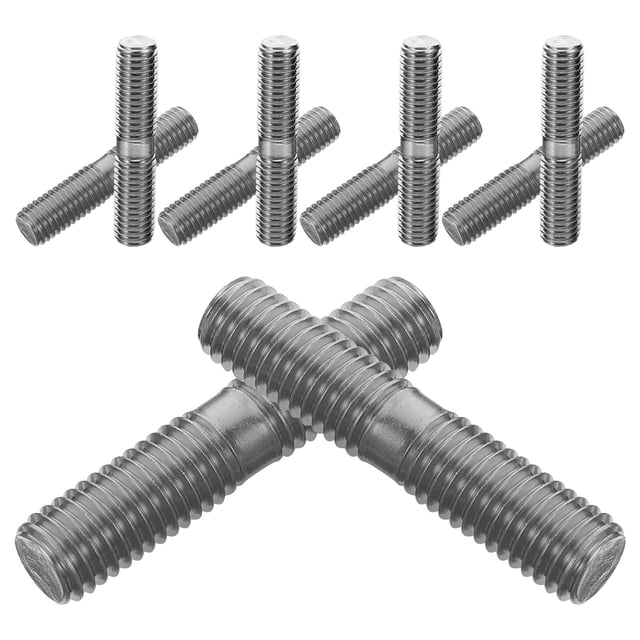 ADDHAT 10Ud Pernos De Inoxidable Con Doble Rosca Para Reparación Plateados