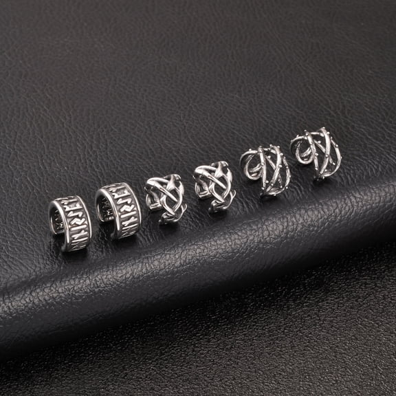 VNOX Stainless Steel Viking Pattern Ear Cuff Earrings for Men, Silver Non Pierced Clip On Pair, Gift