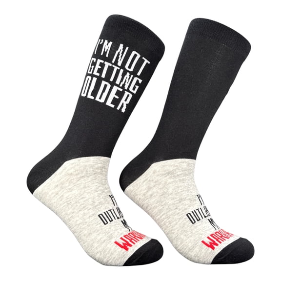 Im Not Getting Older Im Outlasting My Warranty Socks Funny Sarcastic Graphic Novelty Footwear For Men