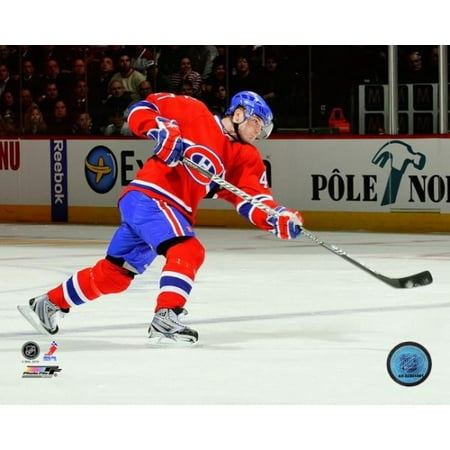 2009 Bell - Marc-Andre Bergeron #47 of the Montreal Canadiens takes a slap shot against the Toronto Maple Leafs on December 1 2009 at the Bell Centre Photo Print