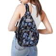 thumbnail image 7 of HAWEE Female Purse Backpack One Strap Sling Bag for Women Floral Crossbody Purse Waterproof Fabric, Blue Leaf, 7 of 7