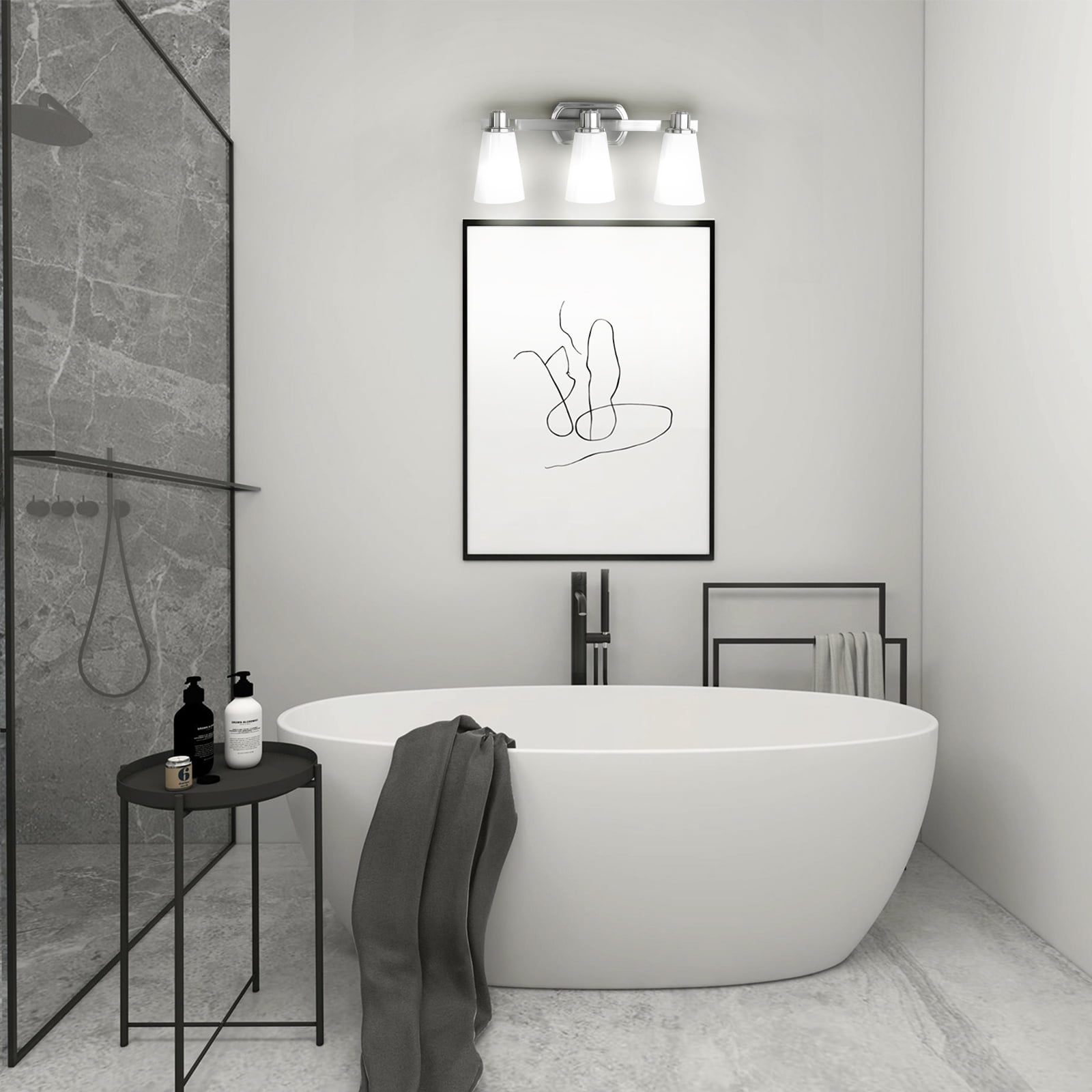 Vanity Lights for Bathroom Lighting Fixtures Over Mirror Sconces Wall Lighting Lamp with Brushed Nickel Finish and Milky Glass Shades.