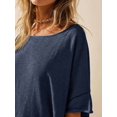 thumbnail image 5 of Women Crew‑Neck Oversized Short‑Sleeve T‑Shirt, Loose Drop‑Shoulder Side‑Slit Hem Casual Summer Tunic Blouse Tops, 5 of 15