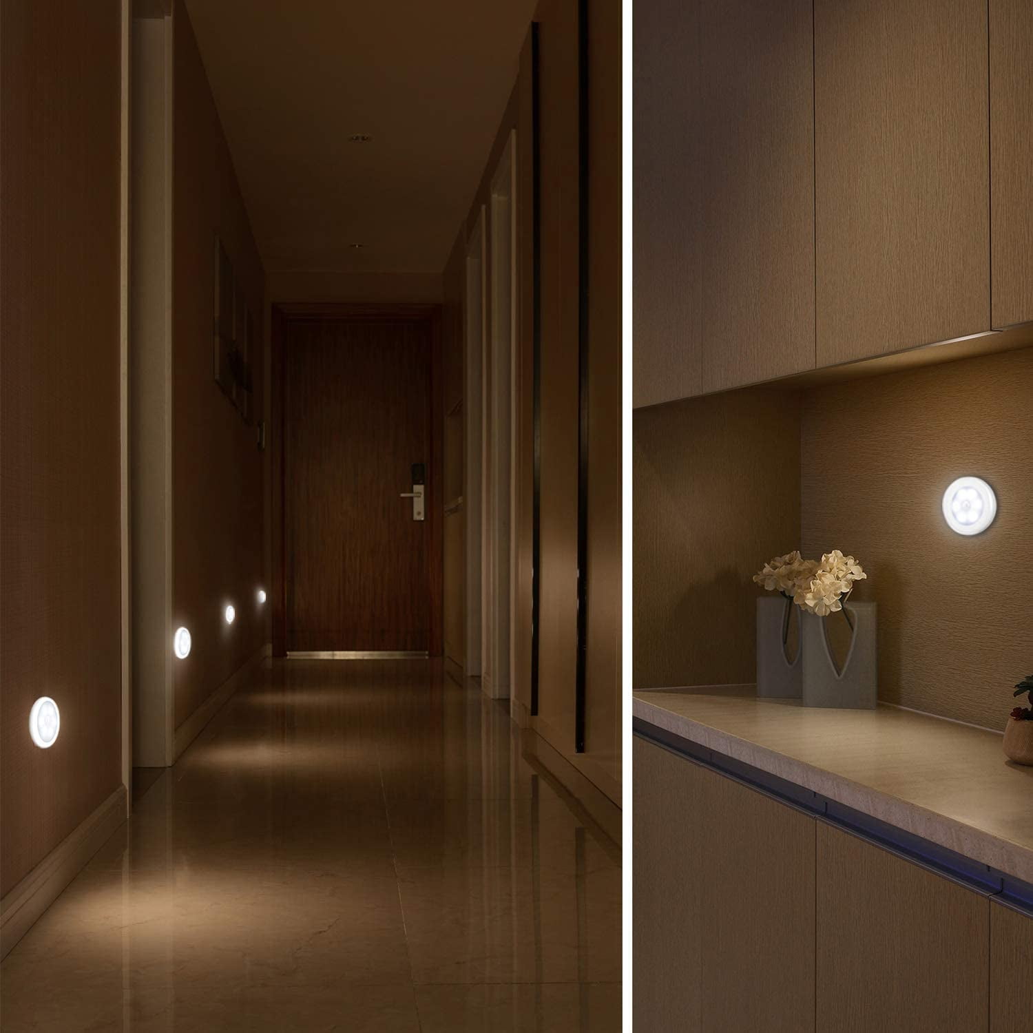 Novelty Place 6 Pcs LED Motion Sensor Lights - Motion Sensing Bathroom Hallway Closet Nightlight