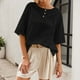 thumbnail image 2 of Camiseta informal de cuello redondo para mujer con detalle de botones - Prenda cómoda de manga corta para primavera-verano - Tejido fácil de cuidar, 2 of 5