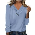 thumbnail image 2 of Aloohaidyvio 2024 Trendy Spring Summer Tops Clearance,Womens Long Sleeve Summer V Neck Casual Tops Regular Blouse Tops,Shirts for Women Plus Size, 2 of 5
